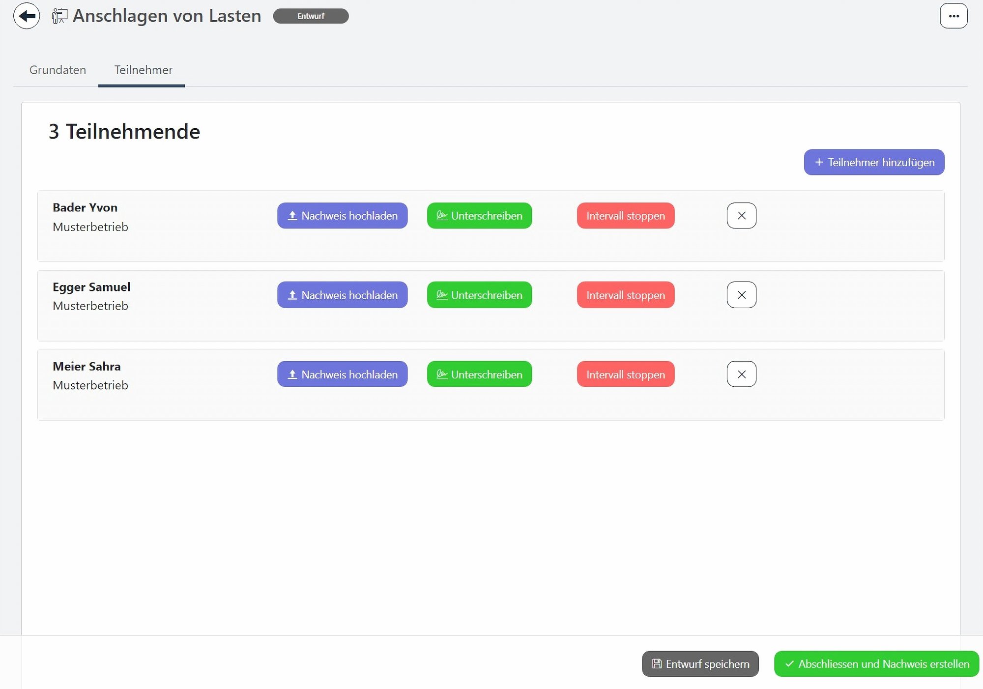 Ausbildungsmatrix mit Refresher-Erinnerungen in safely