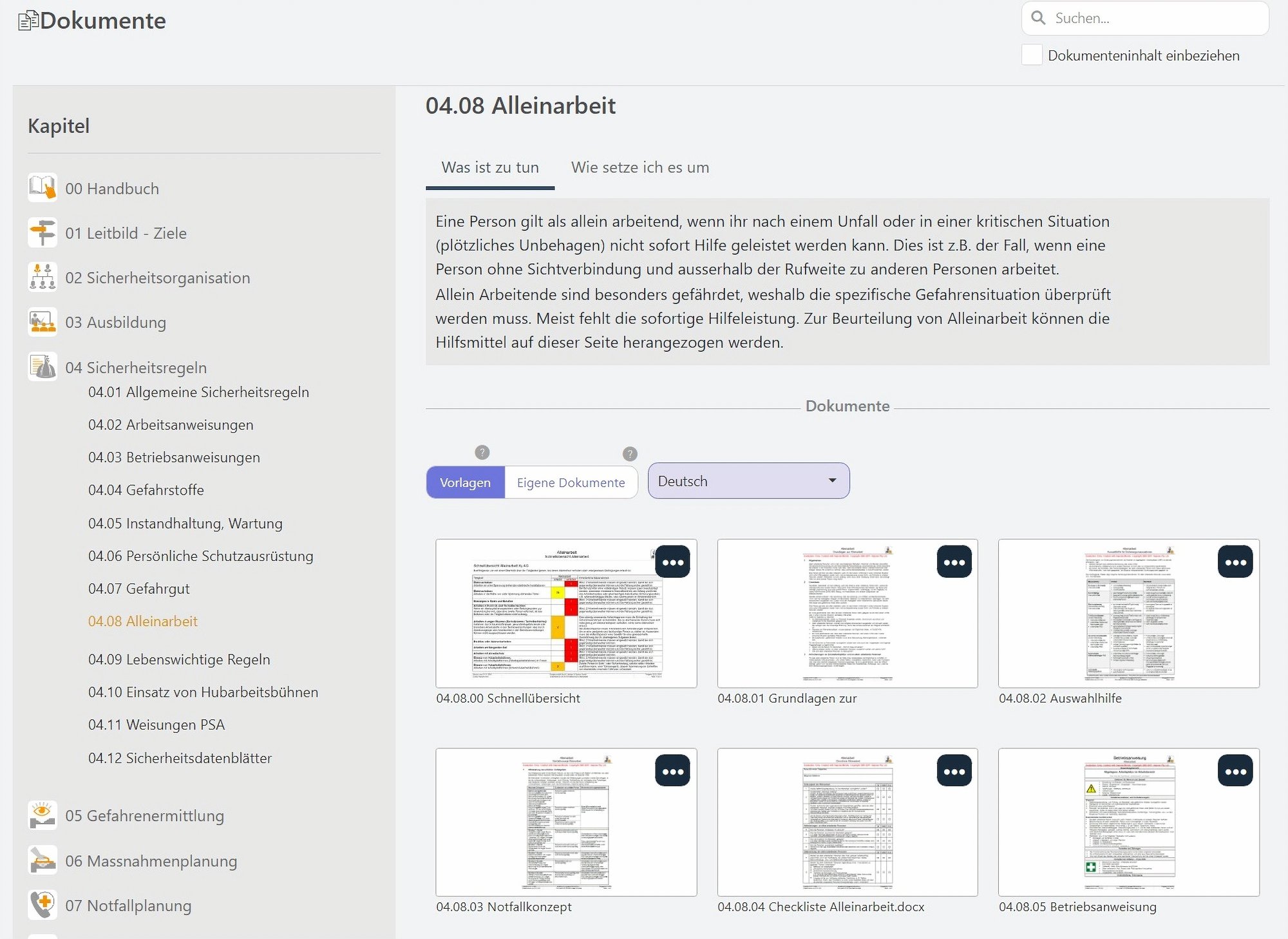 Document management according to EKAS 6508 in the safely software